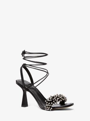 michael kors lucia|Lucia Embellished Leather Sandal .